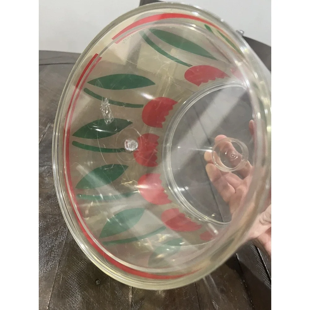 Vintage HJ‎ STOTTER Painted Acrylic Red Tulip Ice Bucket Barware Floral